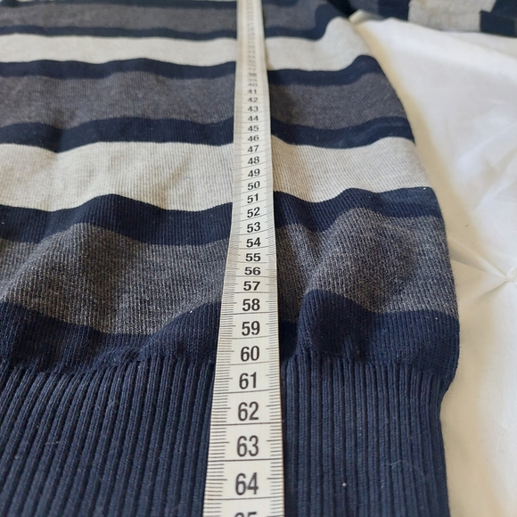 Paul Shark Sweater Mens Large Blue gray Stripe Quarter Zip Wool Cool Touch - Picture 5 of 7